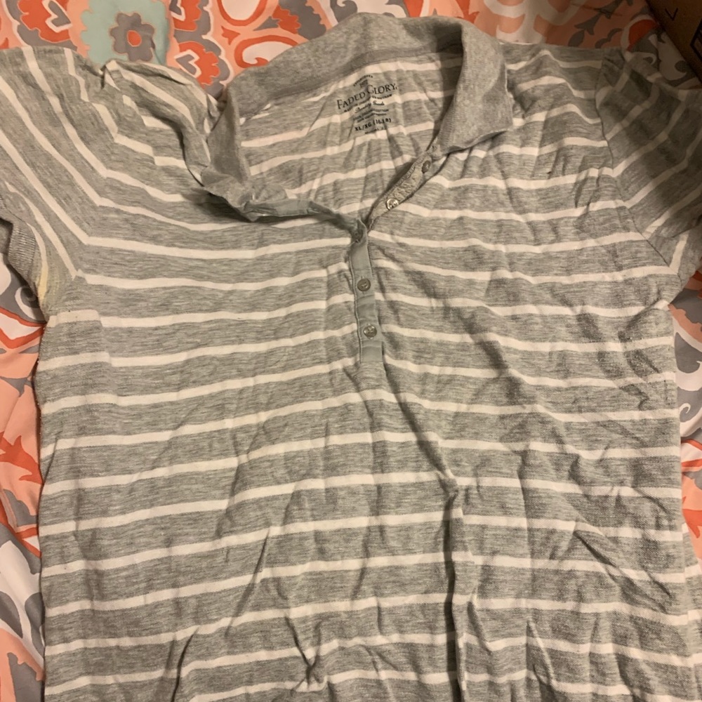 Gray and white polo